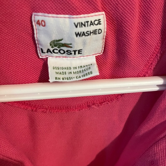 Woman’s Lacoste Vintage Washed Polo top. Fuchsia. Size 40. - Picture 4 of 5